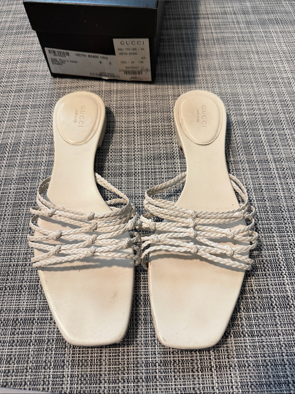 Gucci Cream Braided Rope Slide Mules - Picture 2 of 3